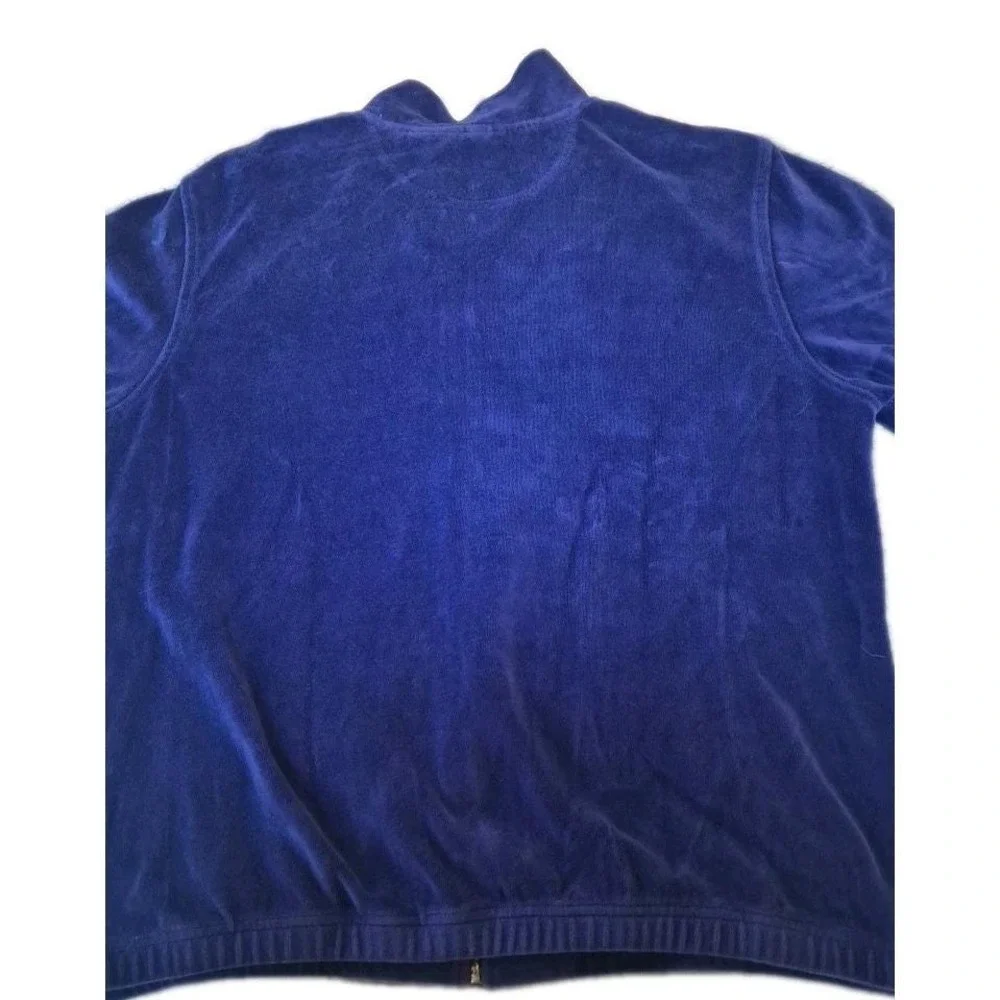 Norsport 90's Vintage Royal Blue Velour Track Jacket Women's Medium‎